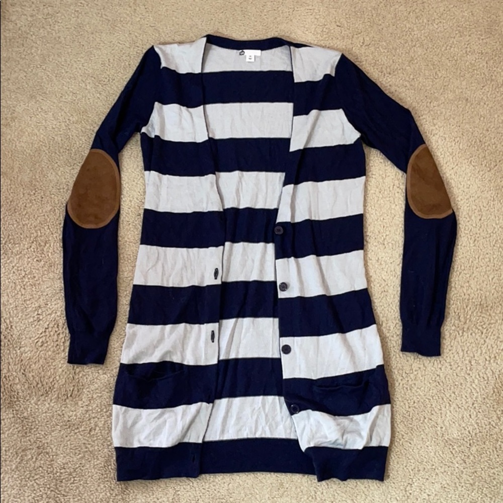 Striped cardigan with elbow detail